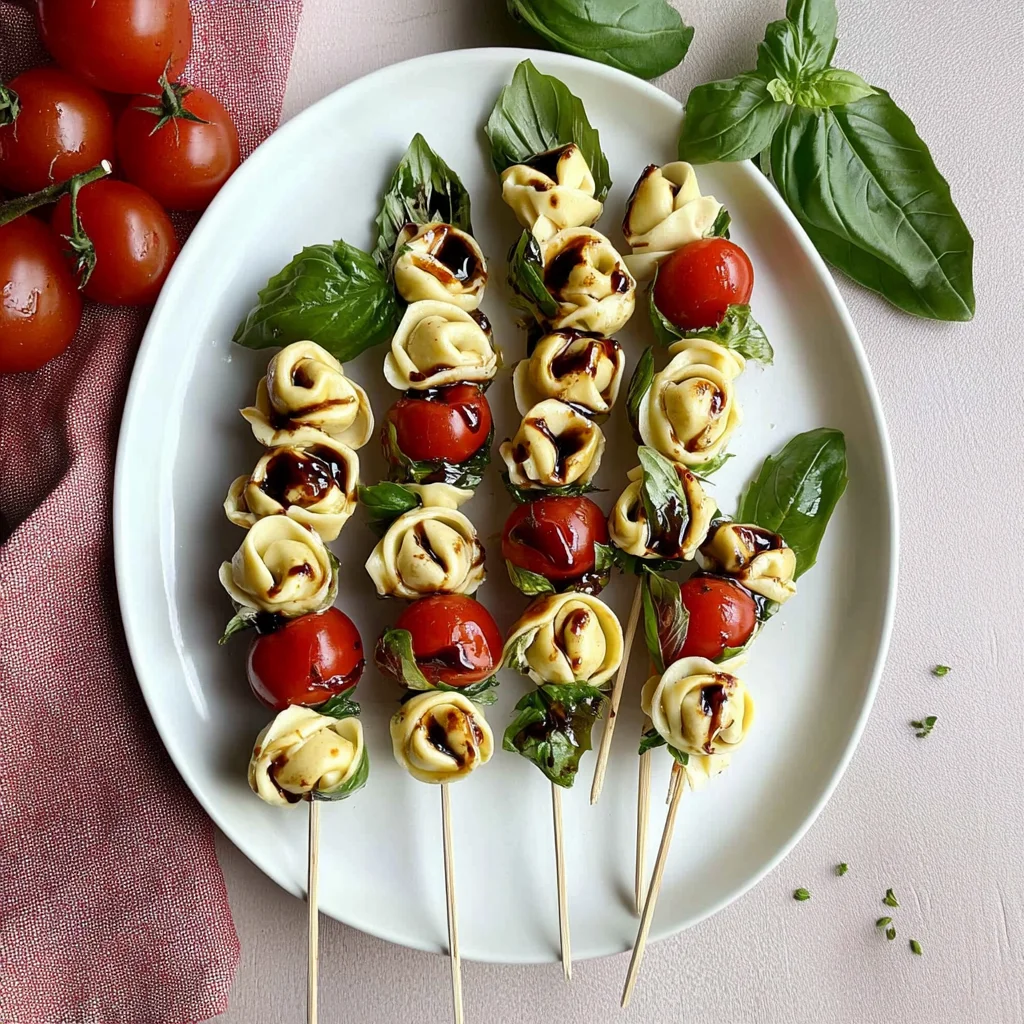 Caprese Tortellini Skewers with Balsamic Glaze
