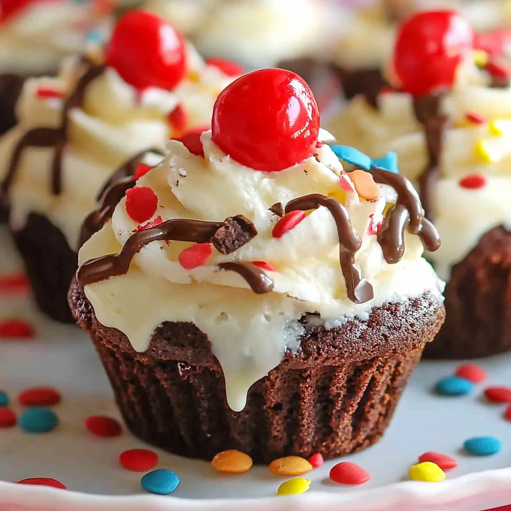 Brownie Ice Cream Sundae Cupcakes