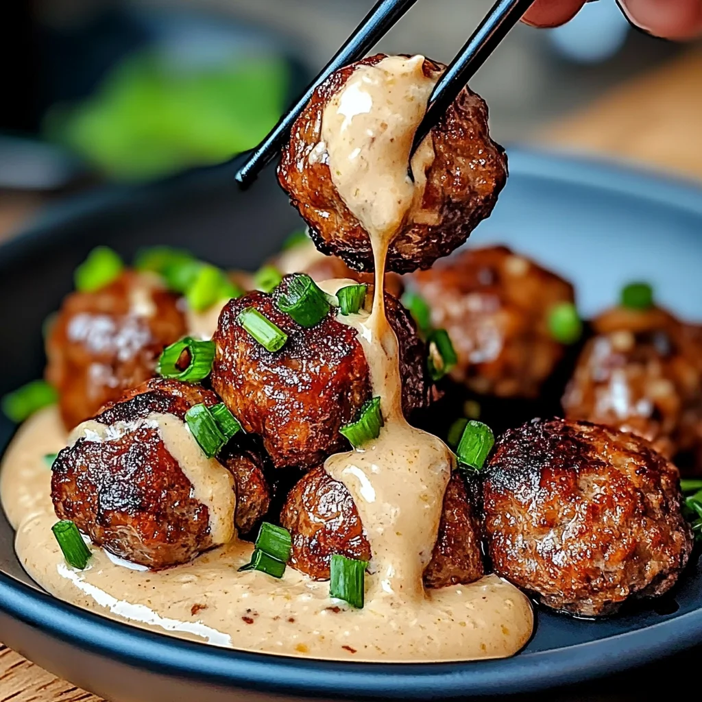 Korean BBQ Meatballs with Spicy Mayo Dip