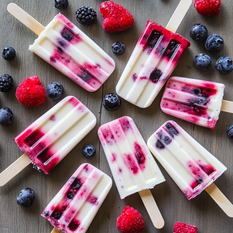 Triple Berry Yogurt Popsicles