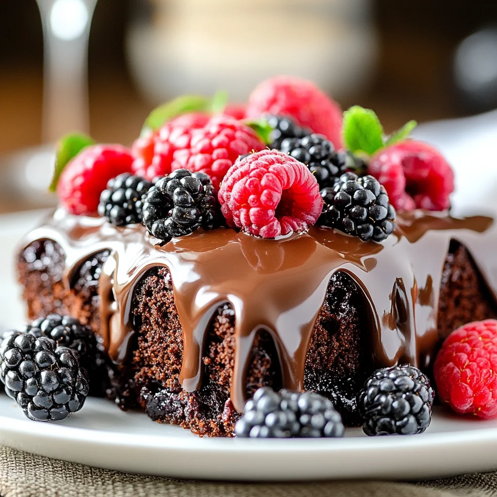 Chocolate Ganache Berry Poke Cake