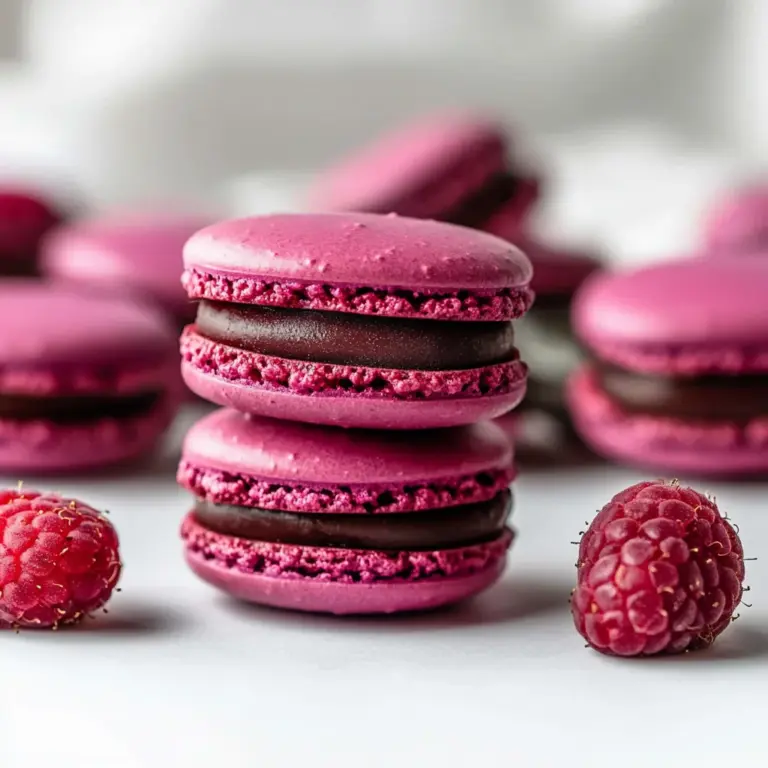 Dark Chocolate Raspberry Macarons