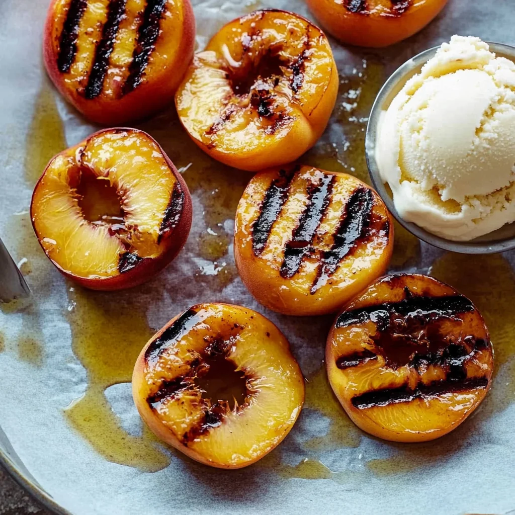 Grilled Peaches with Vanilla Ice Cream