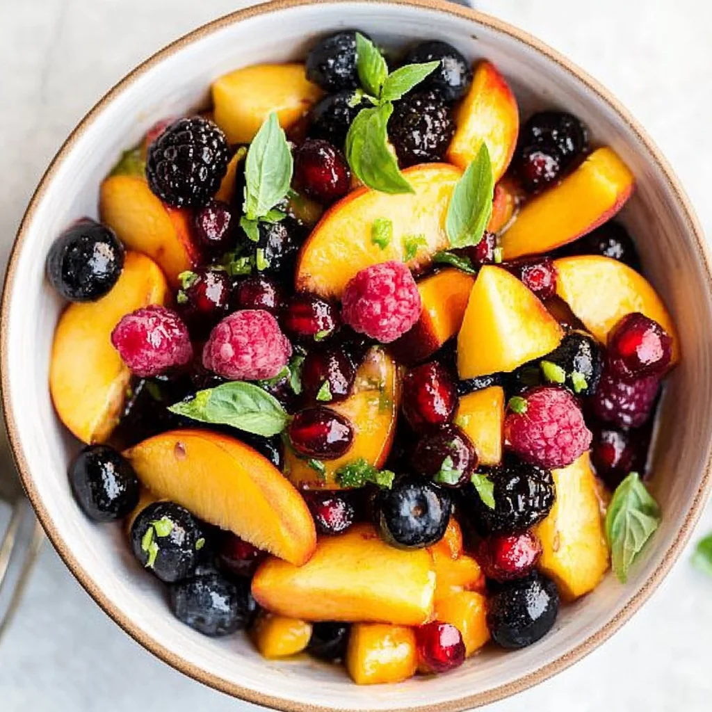 Honey Lime Basil Peach Fruit Salad