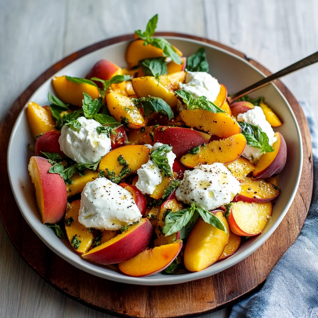 Peach Burrata Salad With Champagne Vinaigrette