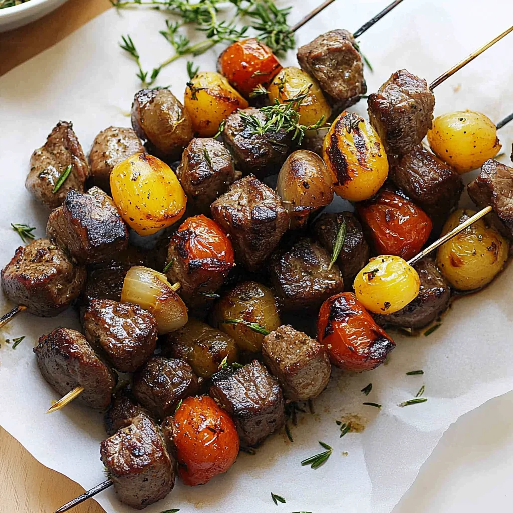 Rosemary Garlic Steak Kebabs