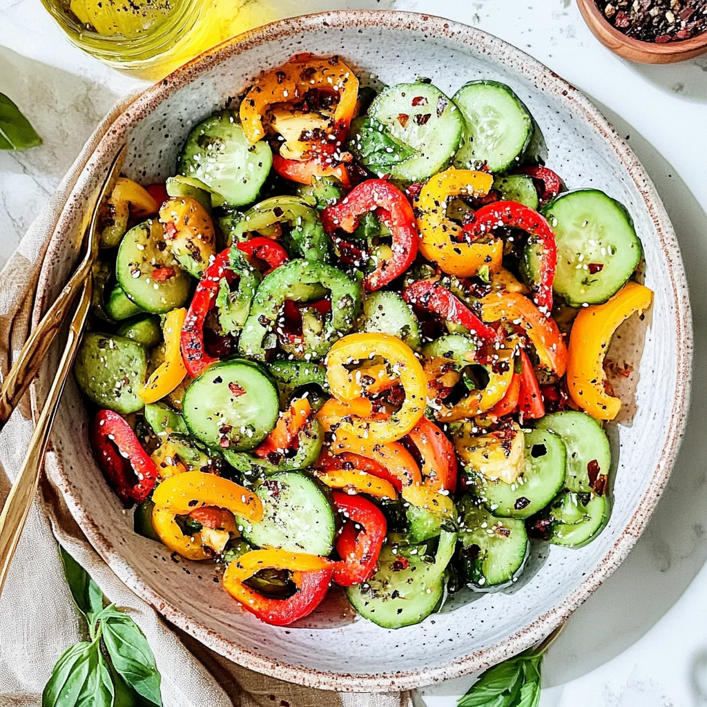 Viral TikTok Cucumber & Bell Pepper Salad