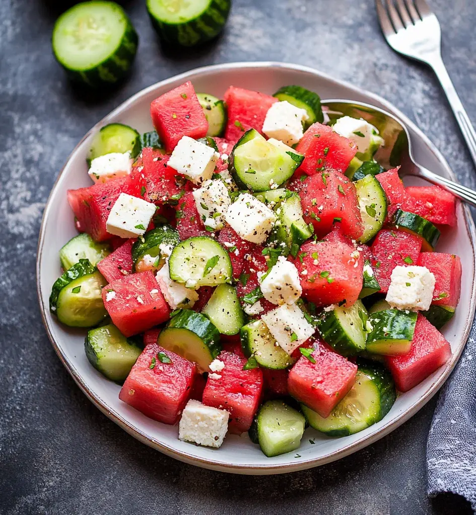 Watermelon Cucumber Salad Recipe