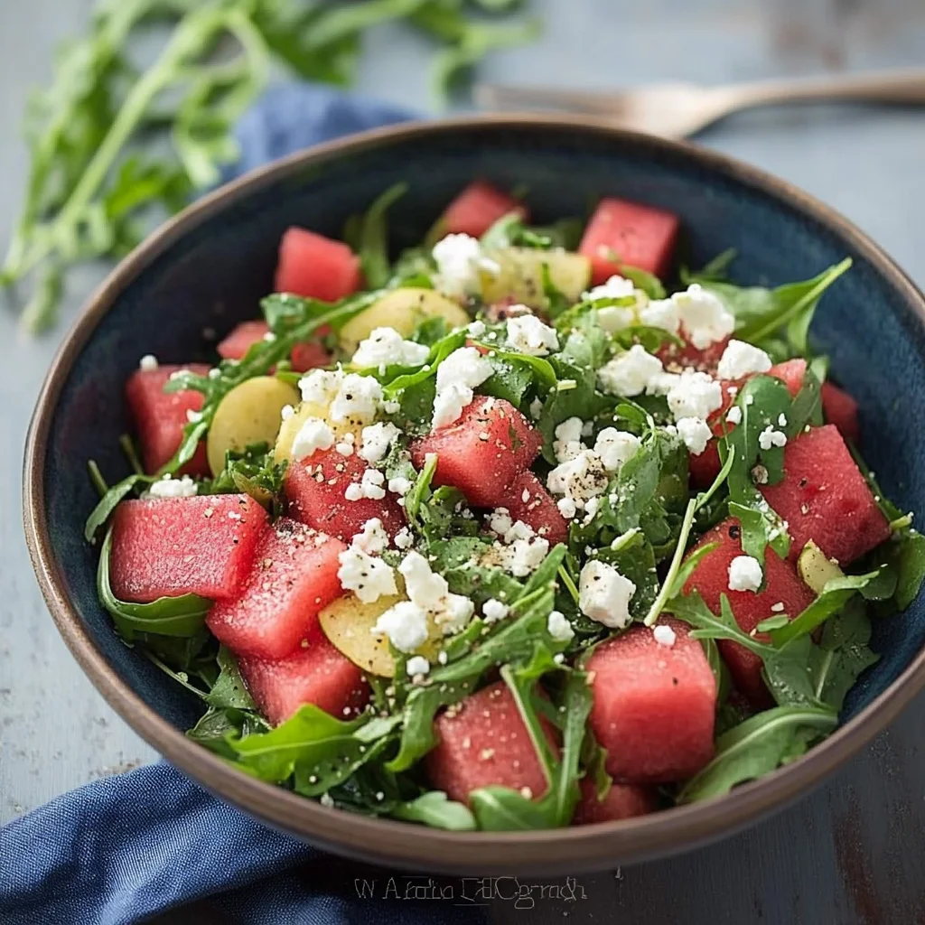 Watermelon Salad with Arugula, Feta, & Fresh Herbs