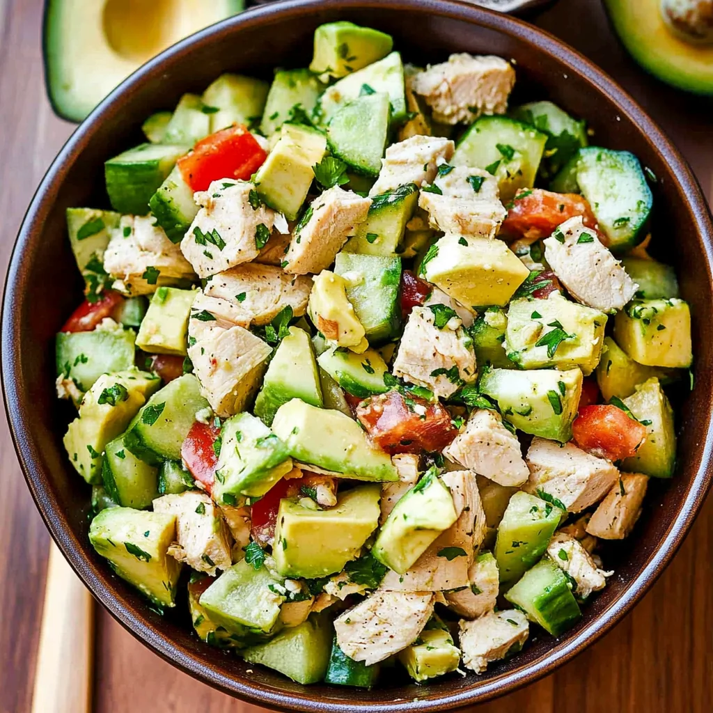 Chicken Cucumber Avocado Salad (NO COOK)
