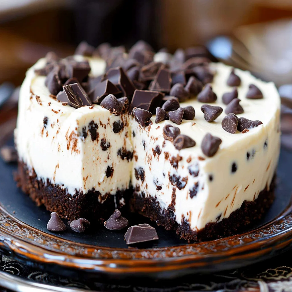 Chocolate Chip No Bake Cheesecake