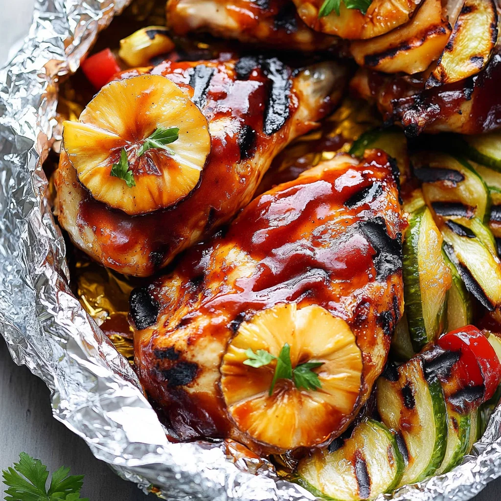 Grilled Hawaiian Barbecue Chicken in Foil