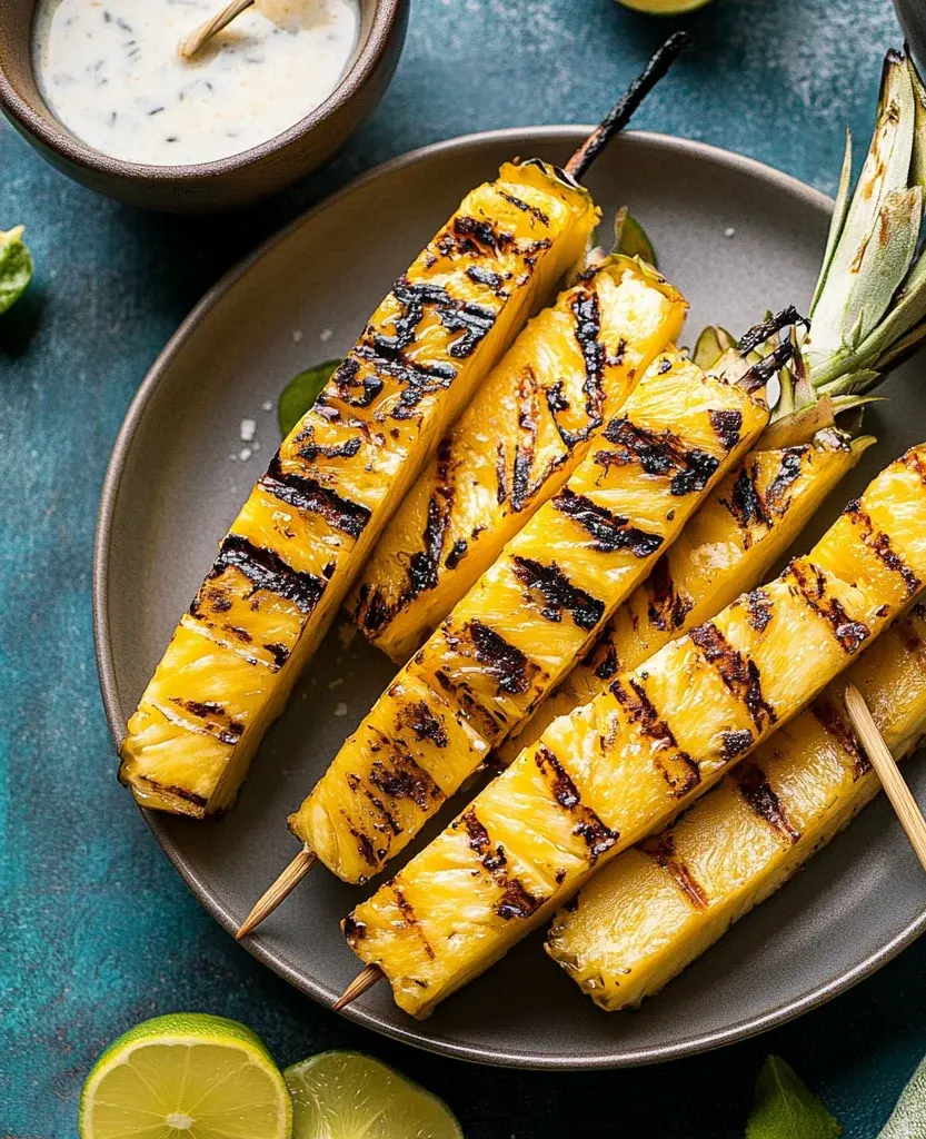 Grilled Pineapple with Coconut Vanilla Extract (Alcohol-Free) Sauce
