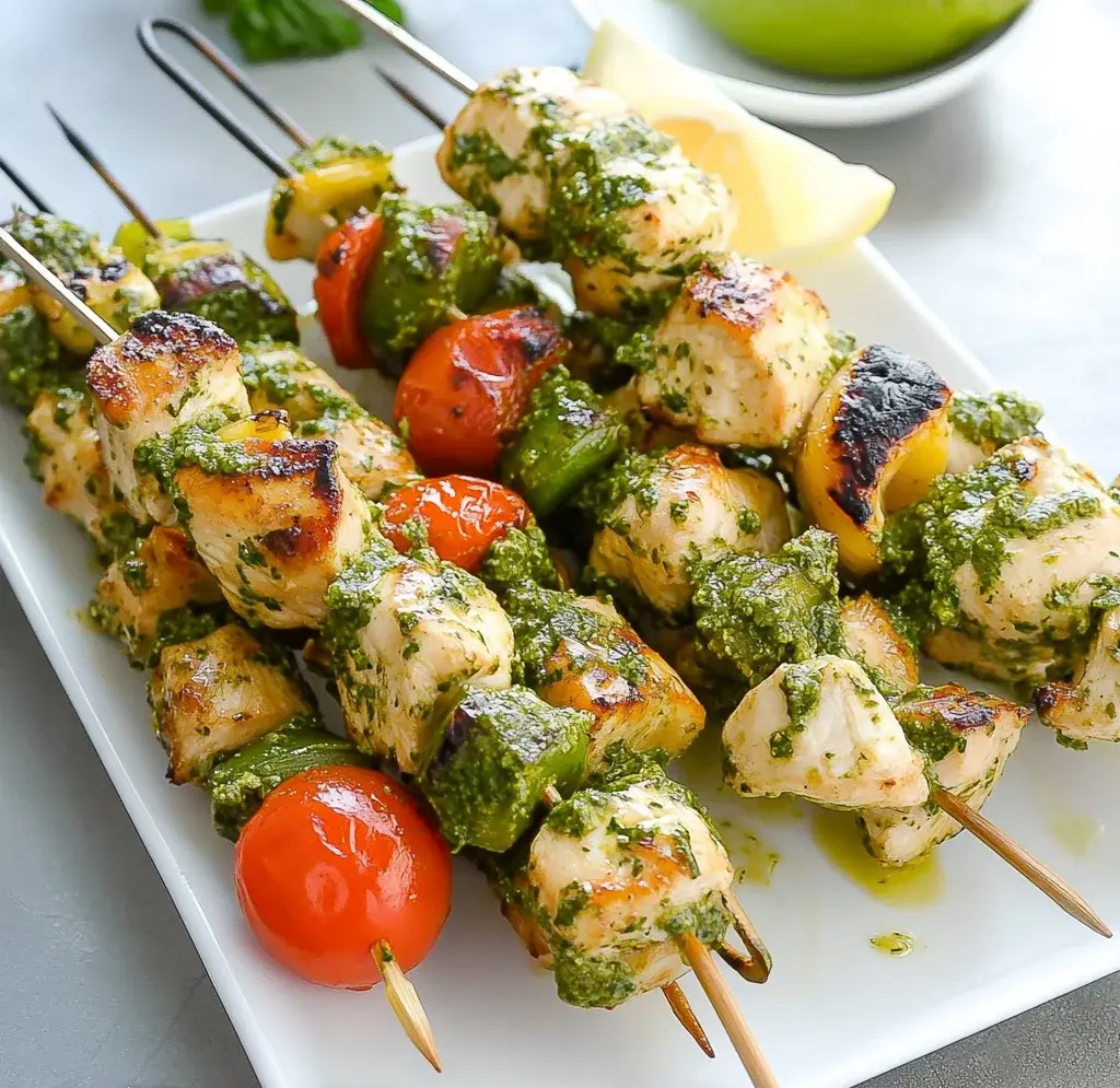 Lemon Pesto Chicken Kabobs