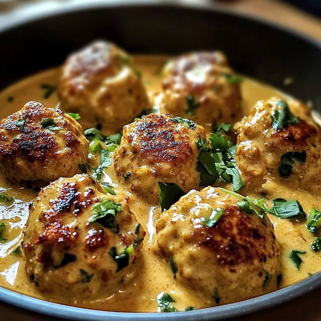Chicken Meatballs in Coconut Curry Sauce