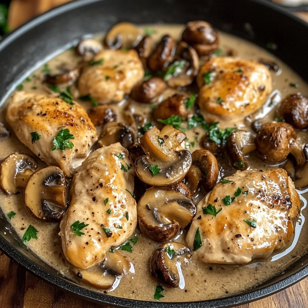 Creamy Garlic Mushroom Chicken Skillet