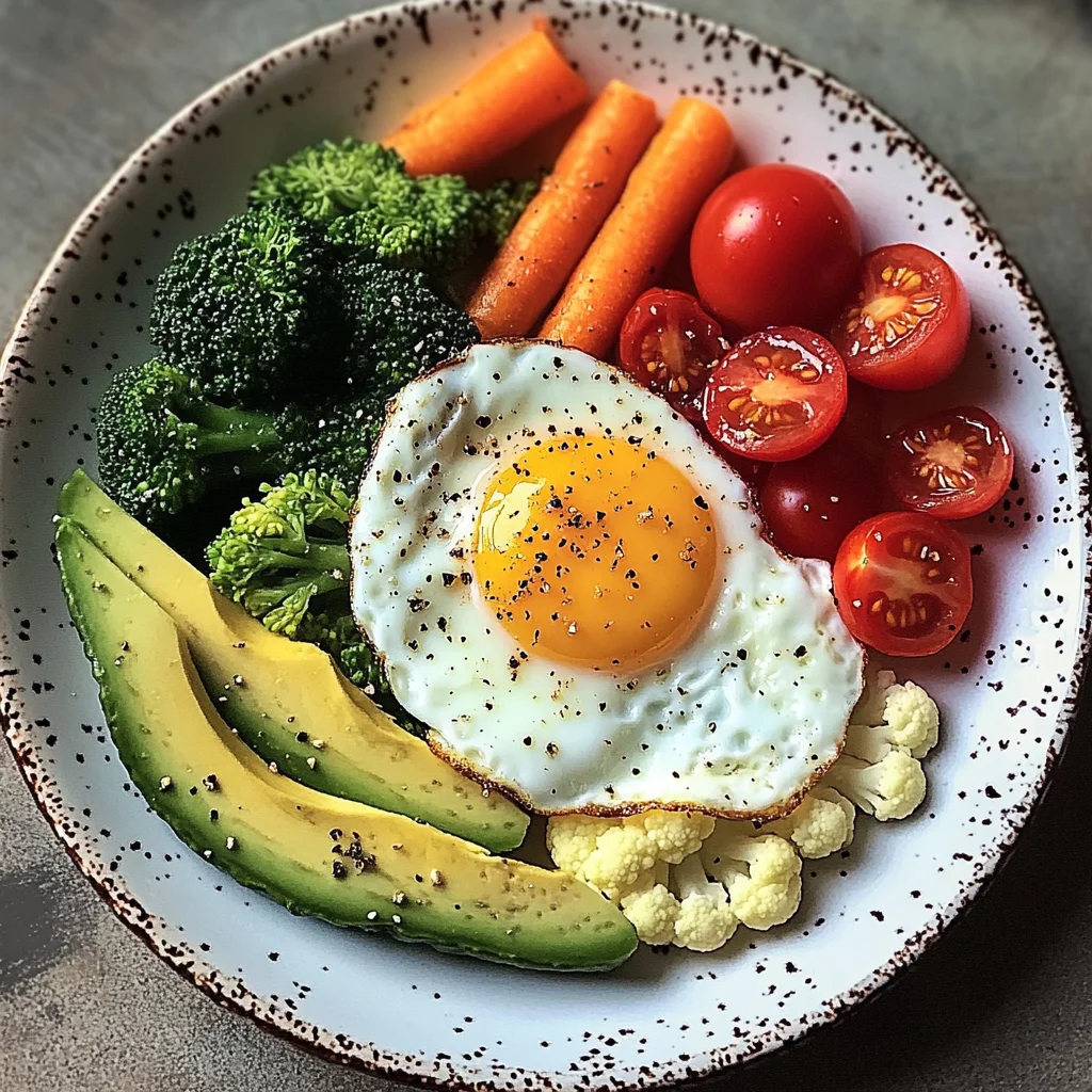 Sunny-Side Egg with Avocado, Tomatoes & Steamed Veggies