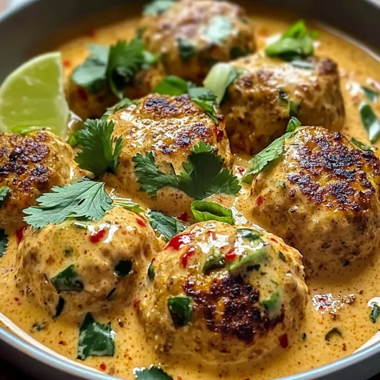Thai Chicken Meatballs in Coconut Curry Sauce