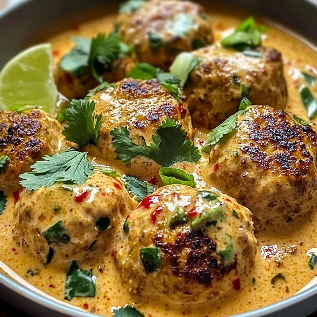 Thai Chicken Meatballs in Coconut Curry Sauce