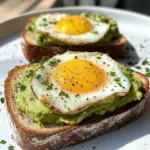Avocado Toast with Sunny-Side Eggs & Iced Latte