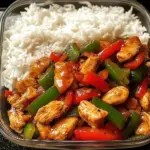 Chicken and Bell Pepper Stir-Fry with Rice