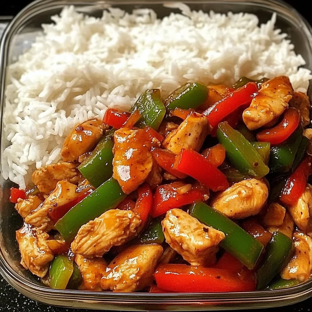 Chicken and Bell Pepper Stir-Fry with Rice