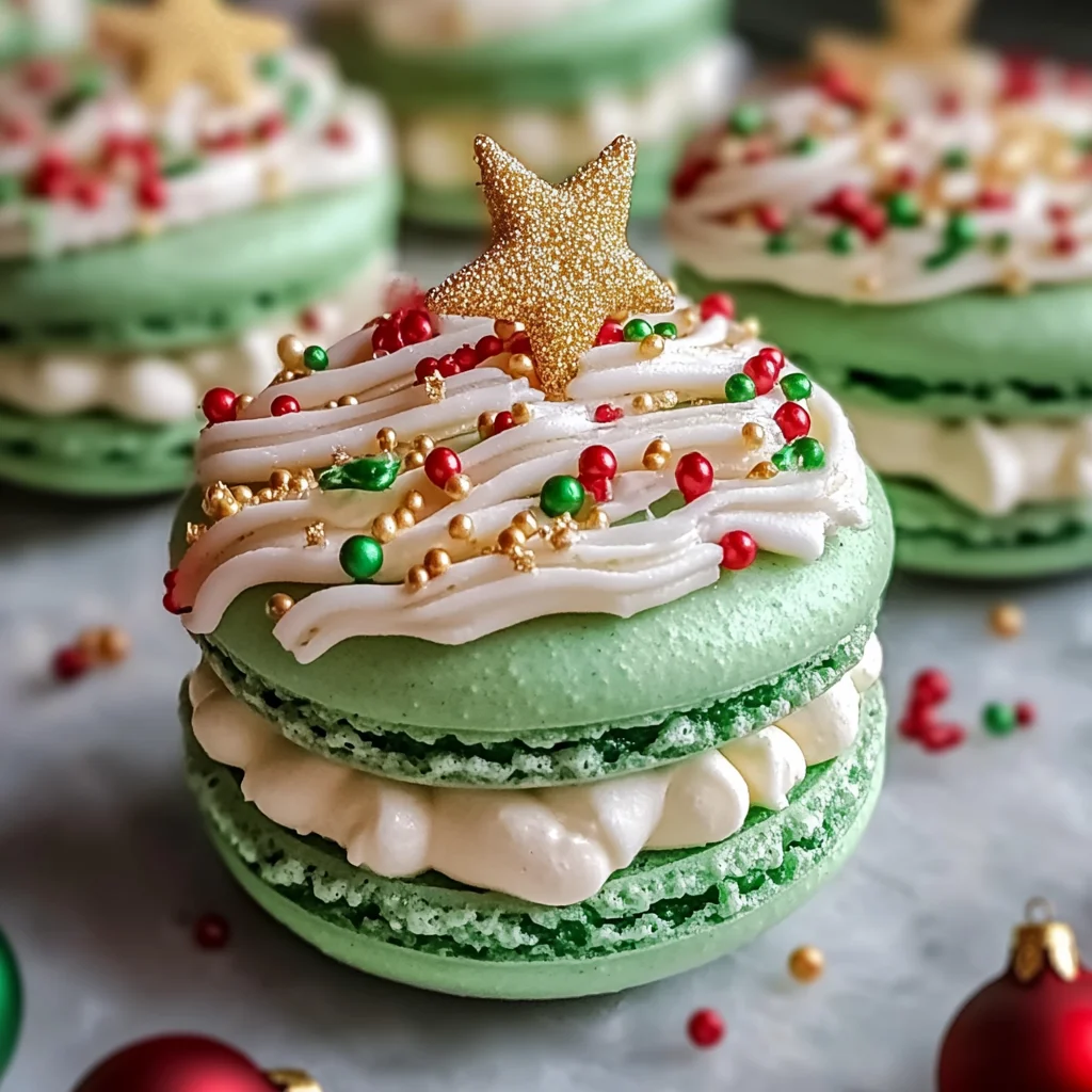 Christmas Tree Cake Macarons