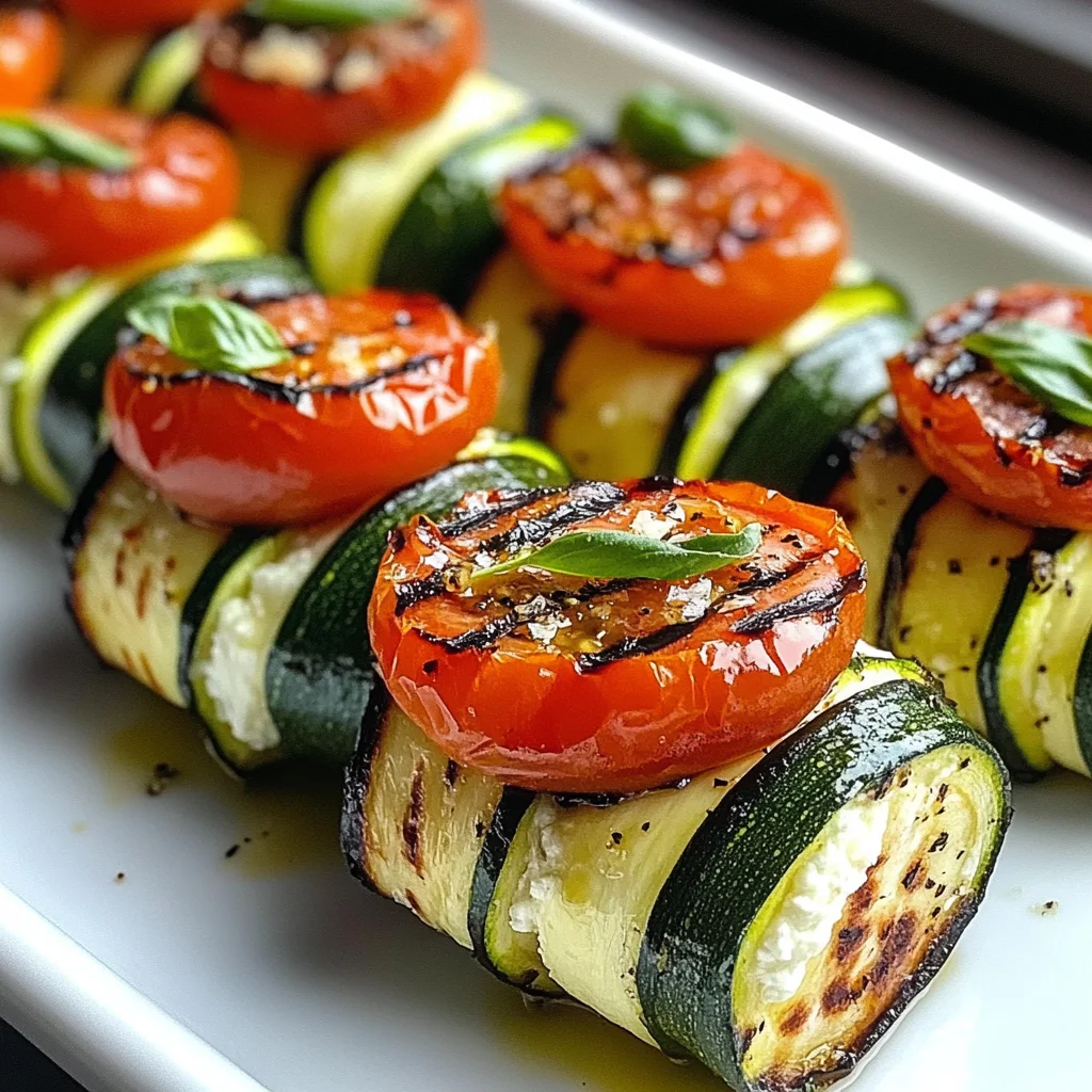 Grilled Zucchini Rollups with Lemon-Basil Ricotta & Slow Roasted Tomatoes
