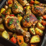 Herb Roasted Chicken Drumsticks with Roasted Potatoes & Veggies