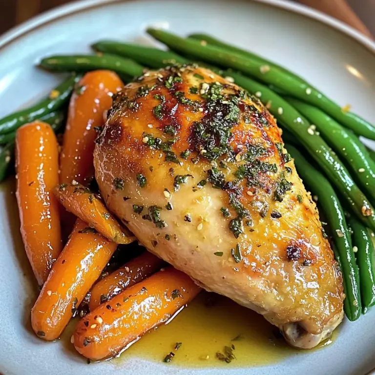 Herb Roasted Chicken with Garlic Green Beans & Glazed Carrots