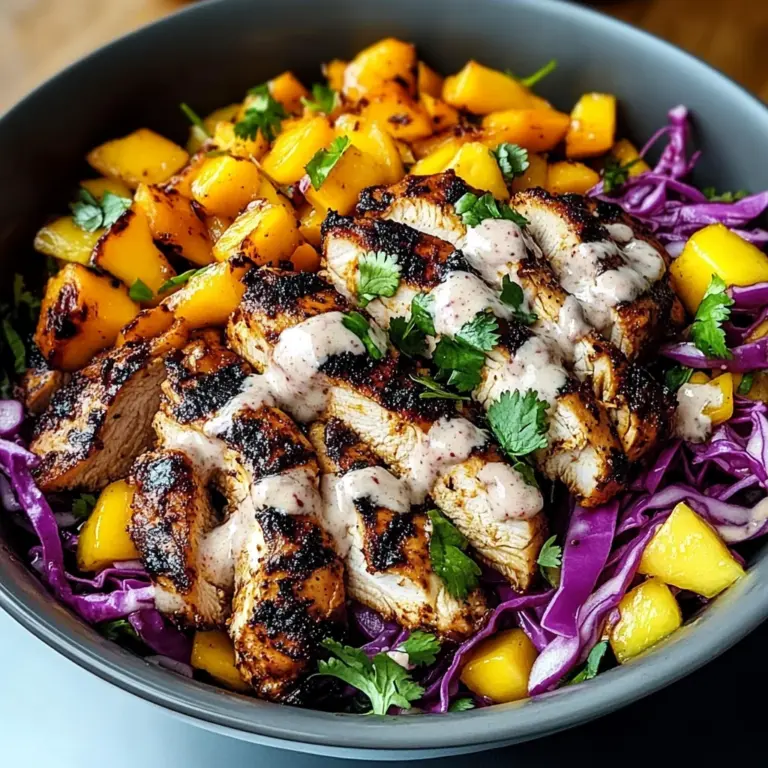 Jerk Chicken & Mango Slaw Bowls with Honey Lime Cream