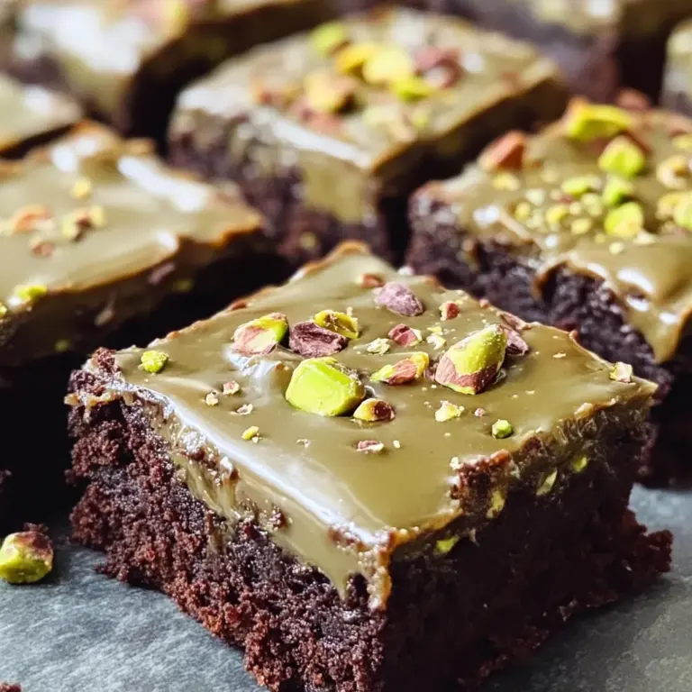 Pistachio Brownies with Pistachio Ganache