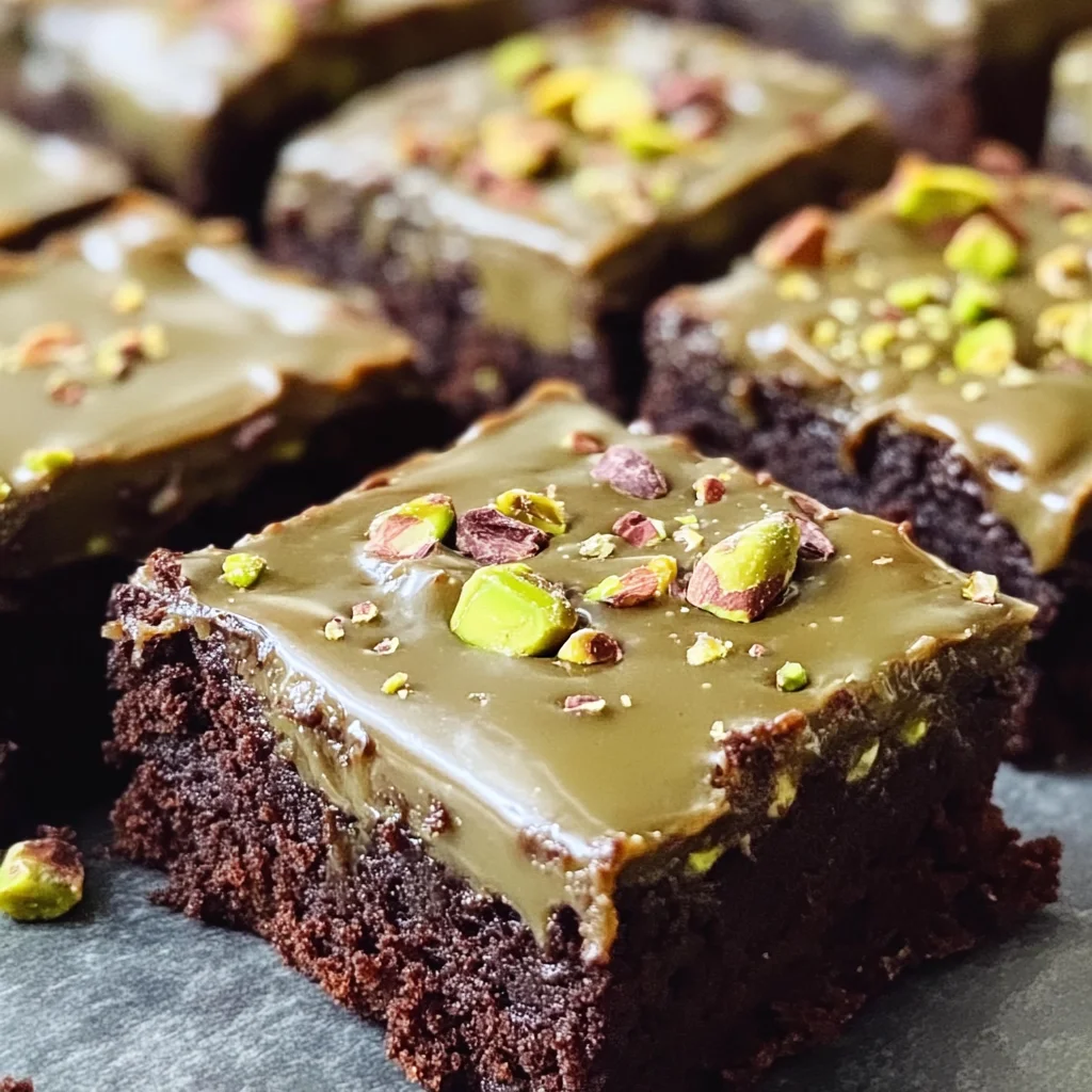 Pistachio Brownies with Pistachio Ganache