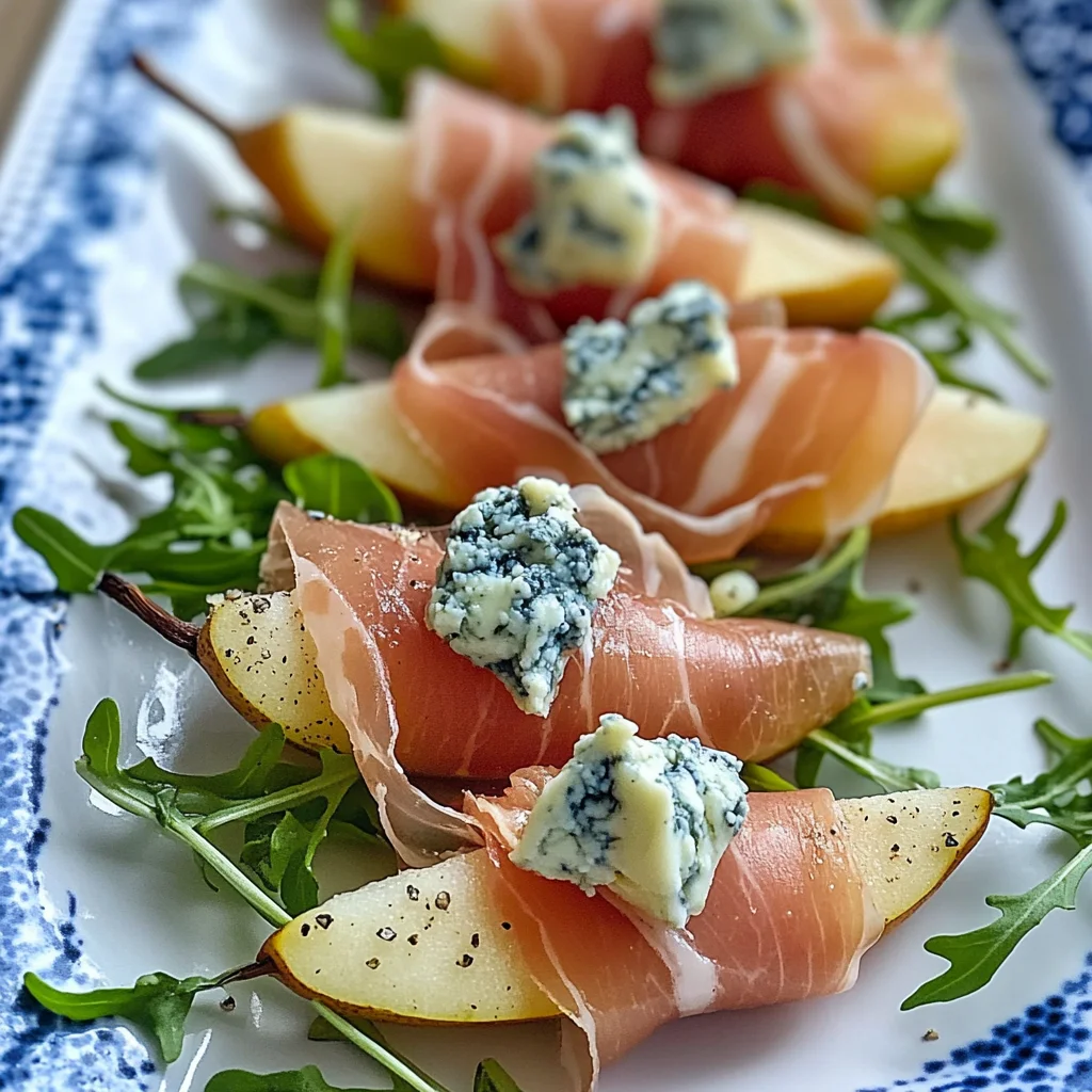 Prosciutto, Pear, And Blue Cheese Appetizers