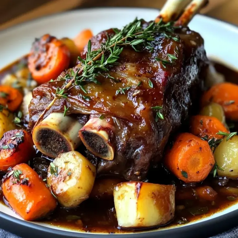 Red Wine Braised Lamb Shank with Root Vegetables