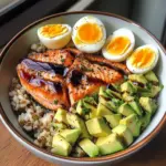 Salmon, Brown Rice & Soft-Boiled Egg Bowl with Avocado