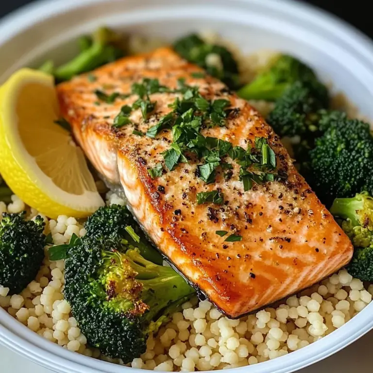 Salmon & Couscous Meal Prep with Roasted Broccoli