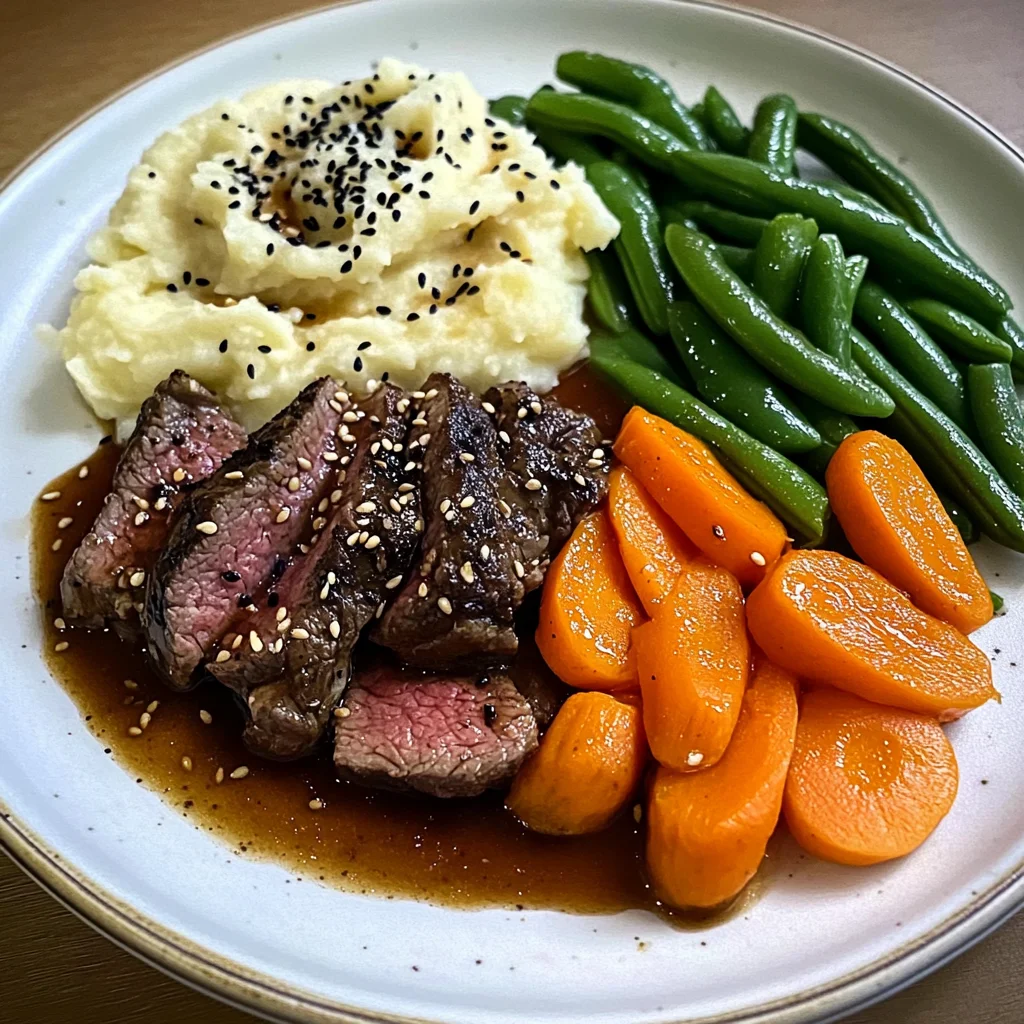 Savory Beef Plate with Mash, Carrots & Green Beans