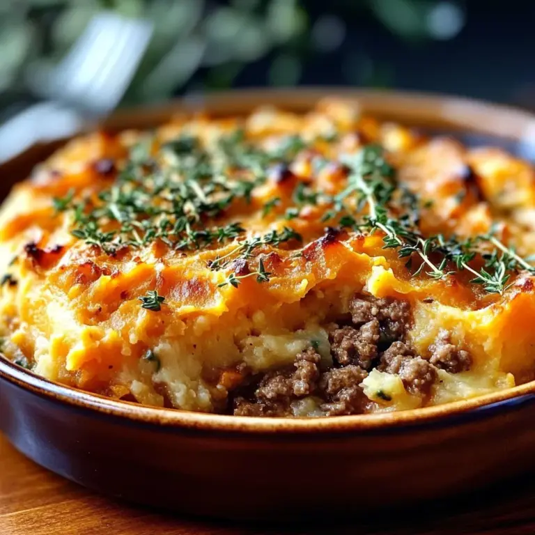 Savory Ground Lamb Shepherds Pie with Creamy Sweet Potato Mash