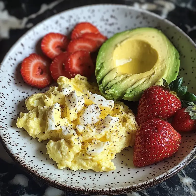 Scrambled Eggs with Avocado & Strawberries