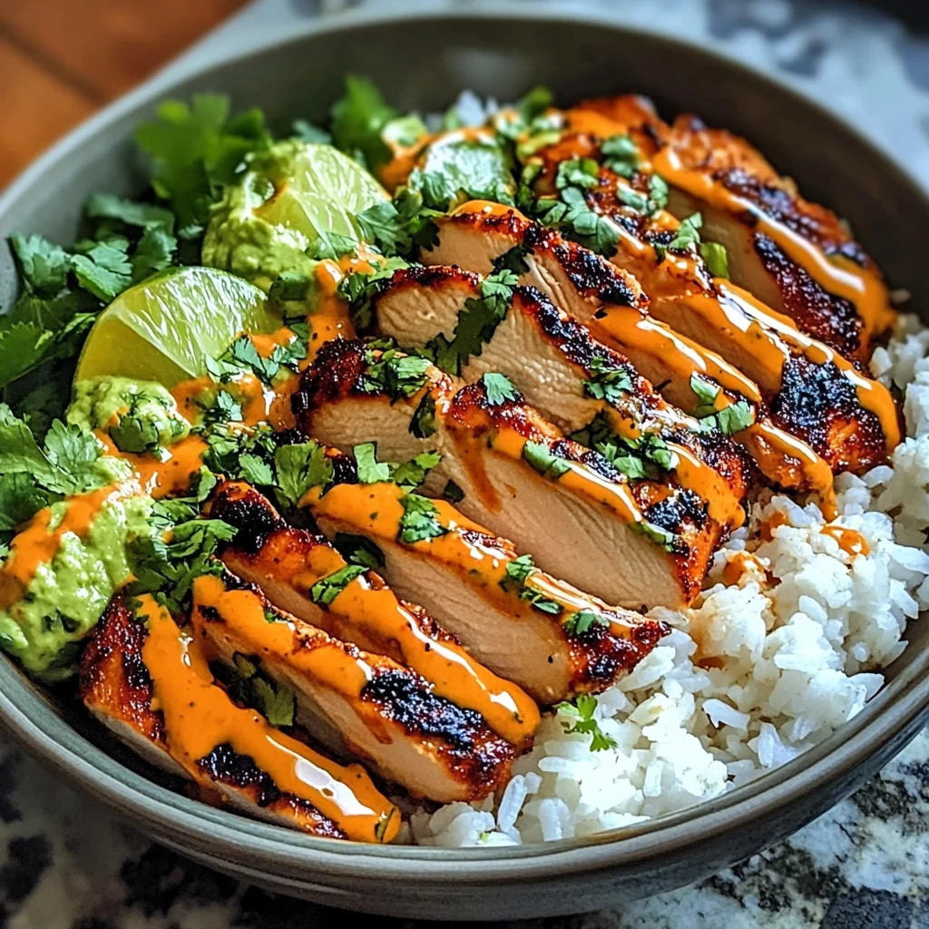 Sweet Chili Chicken Bowl with Coconut Lime Drizzle