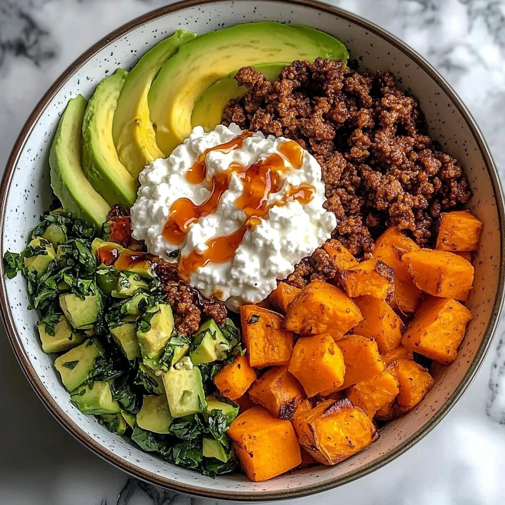 Sweet Potato & Ground Beef Protein Bowl with Cottage Cheese