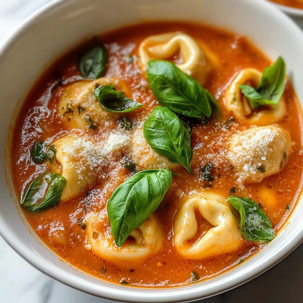 Creamy Tomato Tortellini Soup with Fresh Basil