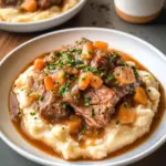 Fall Apple Cider Stew over Mashed Potatoes