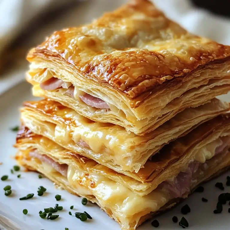 How to Make Crispy chicken ham & Cheese Puff Pastry Stacks