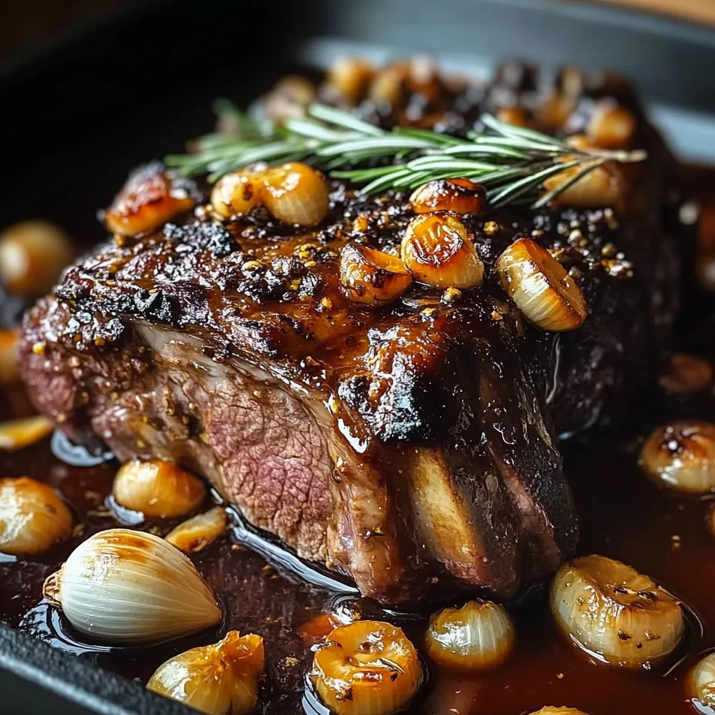 Roasted Bone-In Lamb Shoulder with Garlic and Honey-Rosemary Glaze