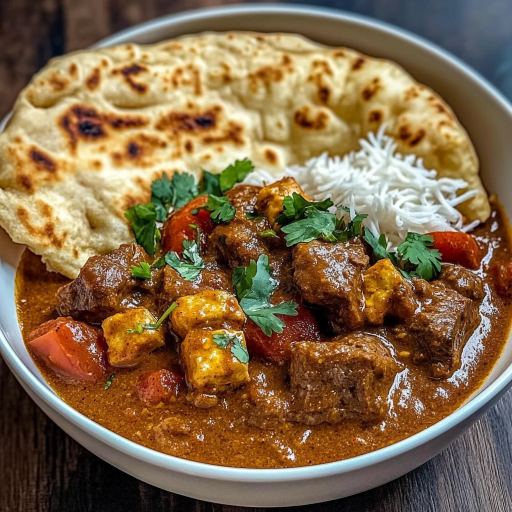 Slow-Cooked Lamb Curry with Garlic Naan