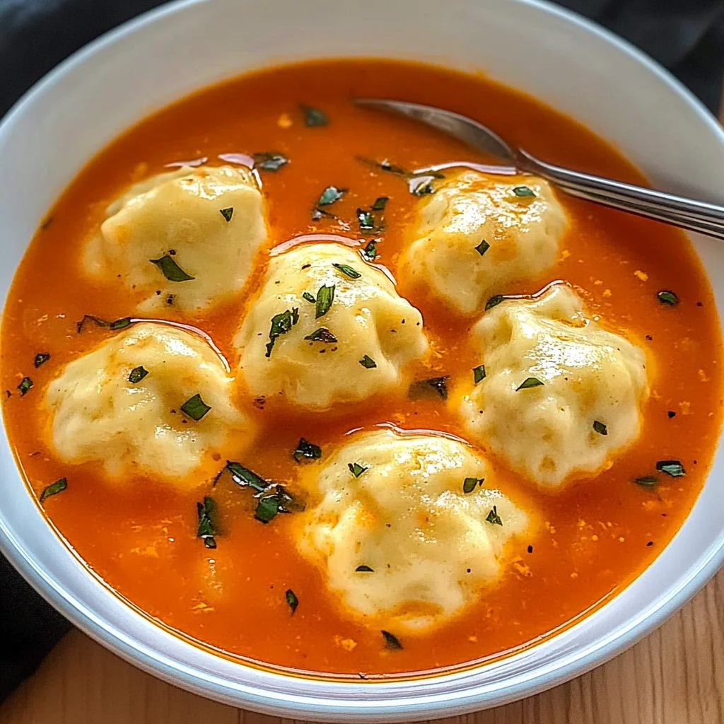 Tomato Soup with Cheese Dumplings