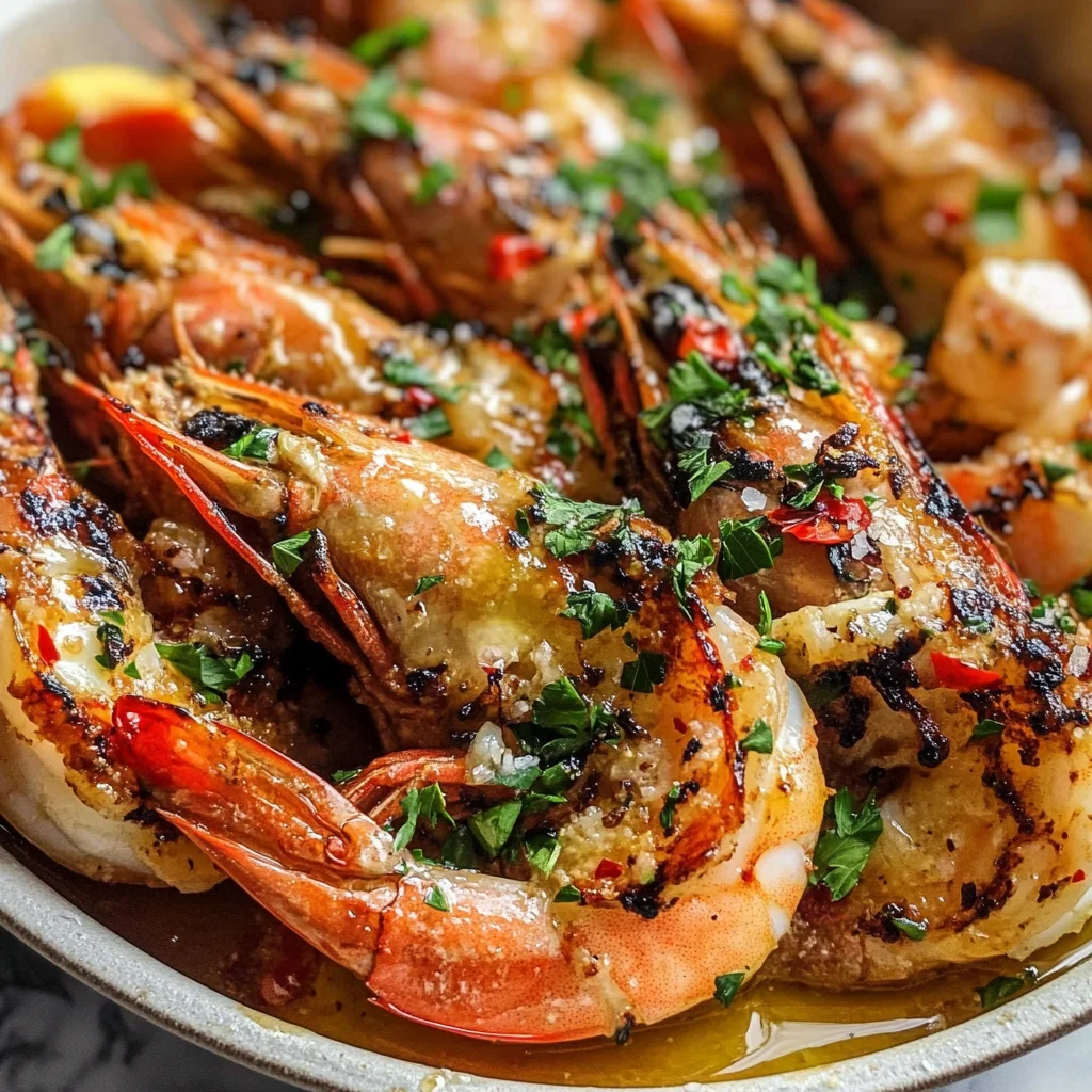 BBQ Grilled Prawns with Garlic, Lemon & Chilli