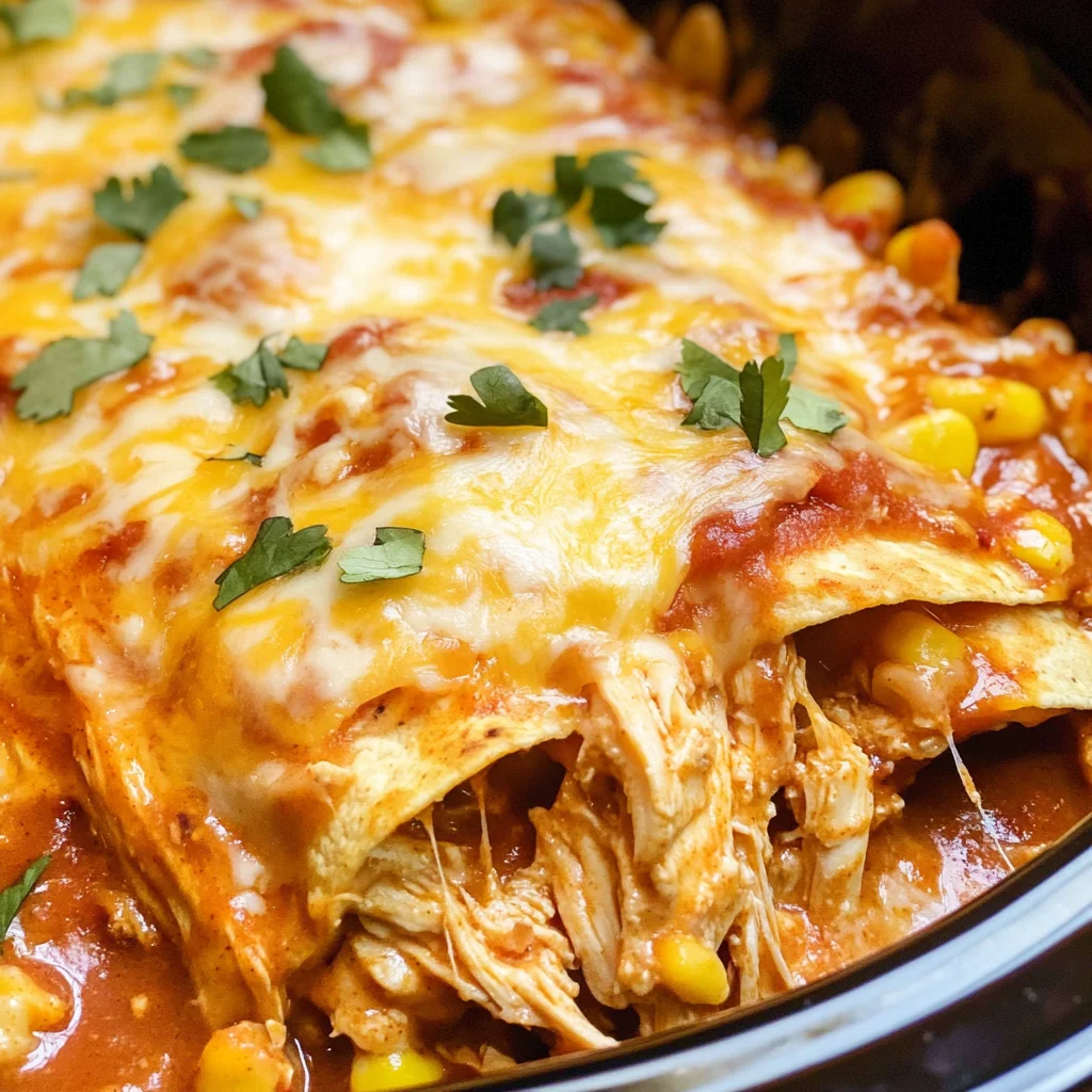 Slow Cooker Chicken Enchilada Casserole
